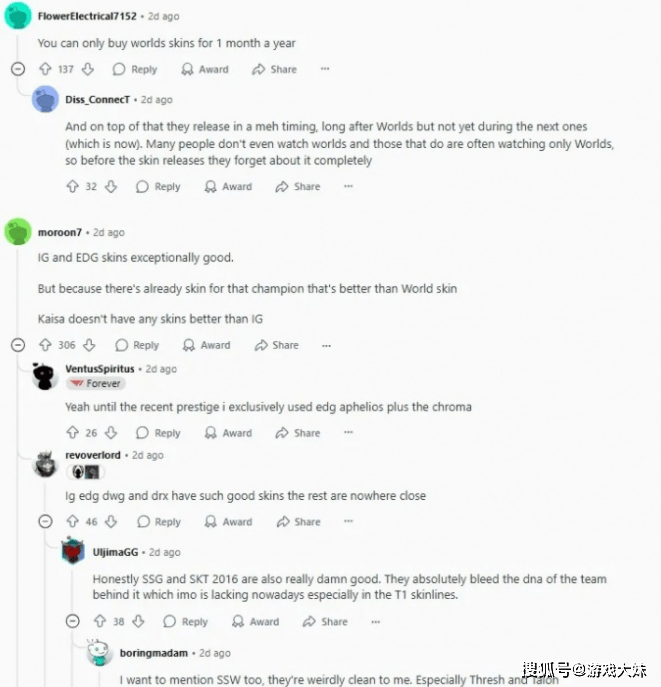 LOL皮膚(fū)投票排行，只有一款冠军皮膚(fū)进入前100，看到就能想到IG